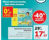 Couches Duo Pack - Pampers en promo chez Super U Auxerre à 17,97 €