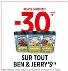 Promo -30% REMISE IMMÉDIATE SUR TOUT BEN & JERRY'S(1) à  dans le catalogue Intermarché à Lons
