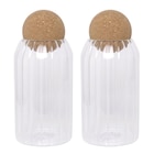 Set de 2 bocaux en verre strié - BIRAMBEAU dans le catalogue Carrefour