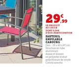 Fauteuil Empilable Cabourg en promo chez Super U Mulhouse à 29,99 €