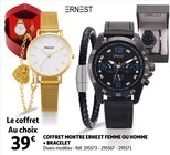 COFFRET MONTRE FEMME OU HOMME + BRACELET - ERNEST en promo chez Auchan Hypermarché COFFRET MONTRE FEMME OU HOMME + BRACELET - ERNEST dans le catalogue Auchan Hypermarché