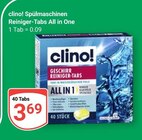 Spülmaschinen Reiniger-Tabs All in One im Angebot bei GLOBUS in Ludwigshafen Spülmaschinen Reiniger-Tabs All in One Angebote von clino! bei GLOBUS Ludwigshafen für 3,69 €
