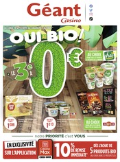 Catalogue Géant Casino du moment, 19/09/2022 - 02/10/2022 Prospectus Géant Casino en cours, "Oui au bio !",38 pages