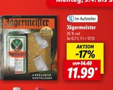 Jägermeister für 11,99 € bei Lidl im Angebot Jägermeister im aktuellen Lidl Prospekt