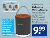 Elektrische Mini-Luftpumpe im ALDI SÜD Prospekt Elektrische Mini-Luftpumpe von ADVENTURIDGE im aktuellen ALDI SÜD Prospekt für 9,99 €