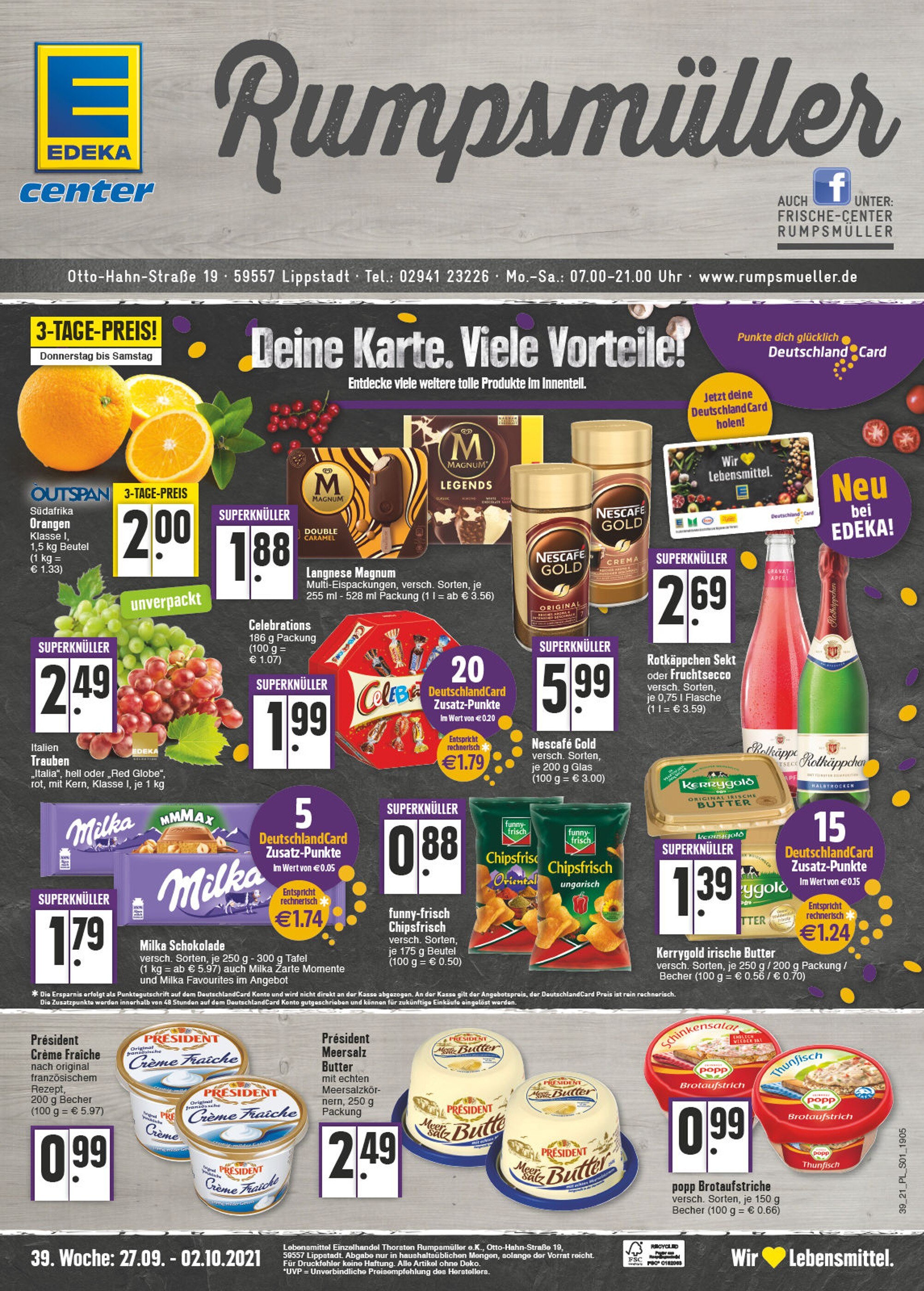 EDEKA Prospekt für Lippstadt mit 24 Seiten EDEKA Prospekt für Lippstadt: "Aktuelle Angebote", 24 Seiten, 27.09.2021 - 02.10.2021