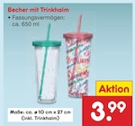 Becher mit Trinkhalm im Netto Marken-Discount Prospekt Becher mit Trinkhalm von im aktuellen Netto Marken-Discount Prospekt für 3,99 €