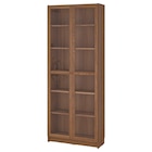 Bücherregal mit Vitrinentüren braun Nussbaumnachbildung im IKEA Prospekt zum Preis von 159,99 €