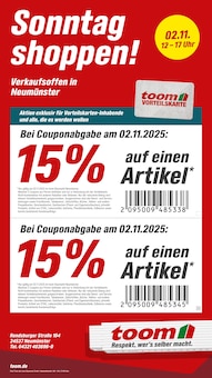 toom Baumarkt Prospekt "Sonntag shoppen!" mit  Seite (Neumünster)