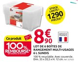 Lot de 6 boîtes de rangement multi-usages - Sundis en promo chez Mr.Bricolage Lot de 6 boîtes de rangement multi-usages - Sundis dans le catalogue Mr.Bricolage