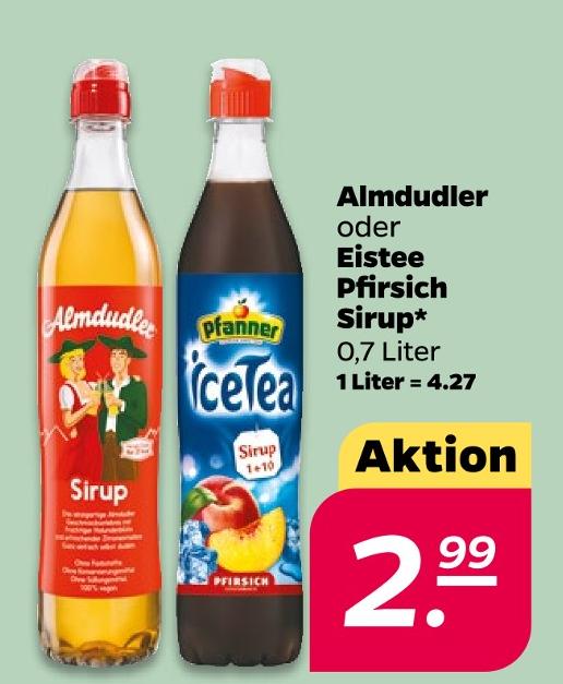 Almdudler oder Eistee Pfirsich Sirup