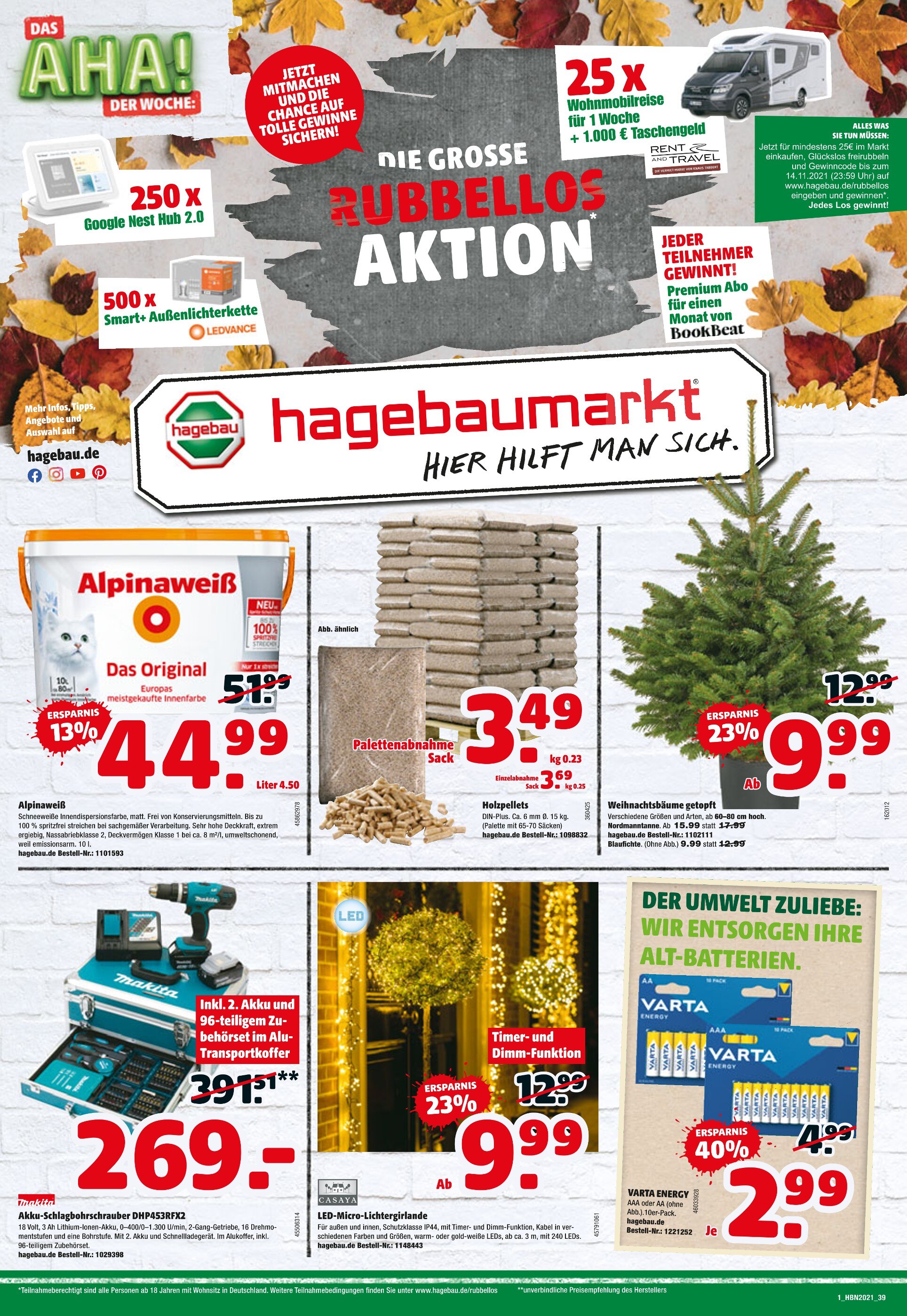 Hagebaumarkt Prospekt für Paderborn mit 16 Seiten Hagebaumarkt Prospekt für Paderborn: "DIE GROSSE RUBBELLOS AKTION", 16 Seiten, 23.10.2021 - 28.10.2021