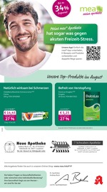 mea - meine apotheke Apotheken Prospekt der aktuellen Woche mit 4 Seiten, gültig von 01.08.2026 bis 31.08.2026, in Laupheim und Umgebung Aktueller mea - meine apotheke Apotheken Prospekt in Laupheim und Umgebung, "Unsere August-Angebote" mit 4 Seiten, 01.08.2026 - 31.08.2026
