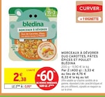 Morceaux à dévorer duo carottes, pâtes épices et poulet à Intermarché dans Villemagne-l'Argentière