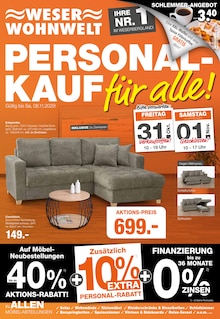 Weser Wohnwelt Prospekt PERSONALKAUF für alle! mit  Seiten in Holzminden und Umgebung