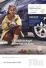 Werkstatt & Auto Prospekt von Volkswagen in Niederbreitbach Aktueller Volkswagen Werkstatt & Auto Prospekt für Niederbreitbach: Herbst im Kopf. Sicherheit im Auto. mit 1} Seite, 01.09.2026 - 31.12.2026