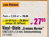 Vinyl-Diele Cremona Marmor im Angebot bei Hornbach in Jena Vinyl-Diele Cremona Marmor Angebote bei Hornbach Jena für 65,78 €