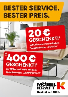 Aktueller Möbel Kraft Prospekt "BESTER SERVICE. BESTER PREIS." Seite 1 von 1 Seite für Jena