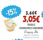 Taboulé Cranberries Gingembre - Croquez Bio à 3,05 € dans le catalogue Naturalia