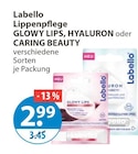 Lippenpflege GLOWY LIPS, HYALURON oder CARING BEAUTY von Labello im aktuellen V-Markt Prospekt für 2,99 €