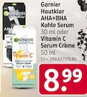 Hautklar AHA+BHA Kohle Serum oder Vitamin C Serum Crème Angebote von Garnier bei Rossmann Erlangen für 8,99 €