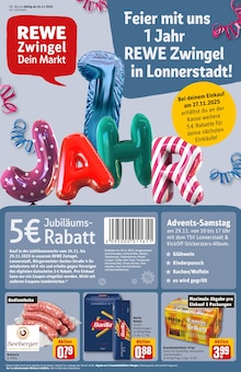 REWE Prospekt der Woche "Dein Markt" Seite 1, 24.11.2025 bis 29.11.2025 für Lonnerstadt Aktueller REWE Prospekt "Dein Markt" Seite 1 von 40 Seiten für Lonnerstadt