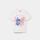 Promo T-shirt manches courtes coton Stitch blanc fille à 7,99 € dans le catalogue La Halle à Loudéac