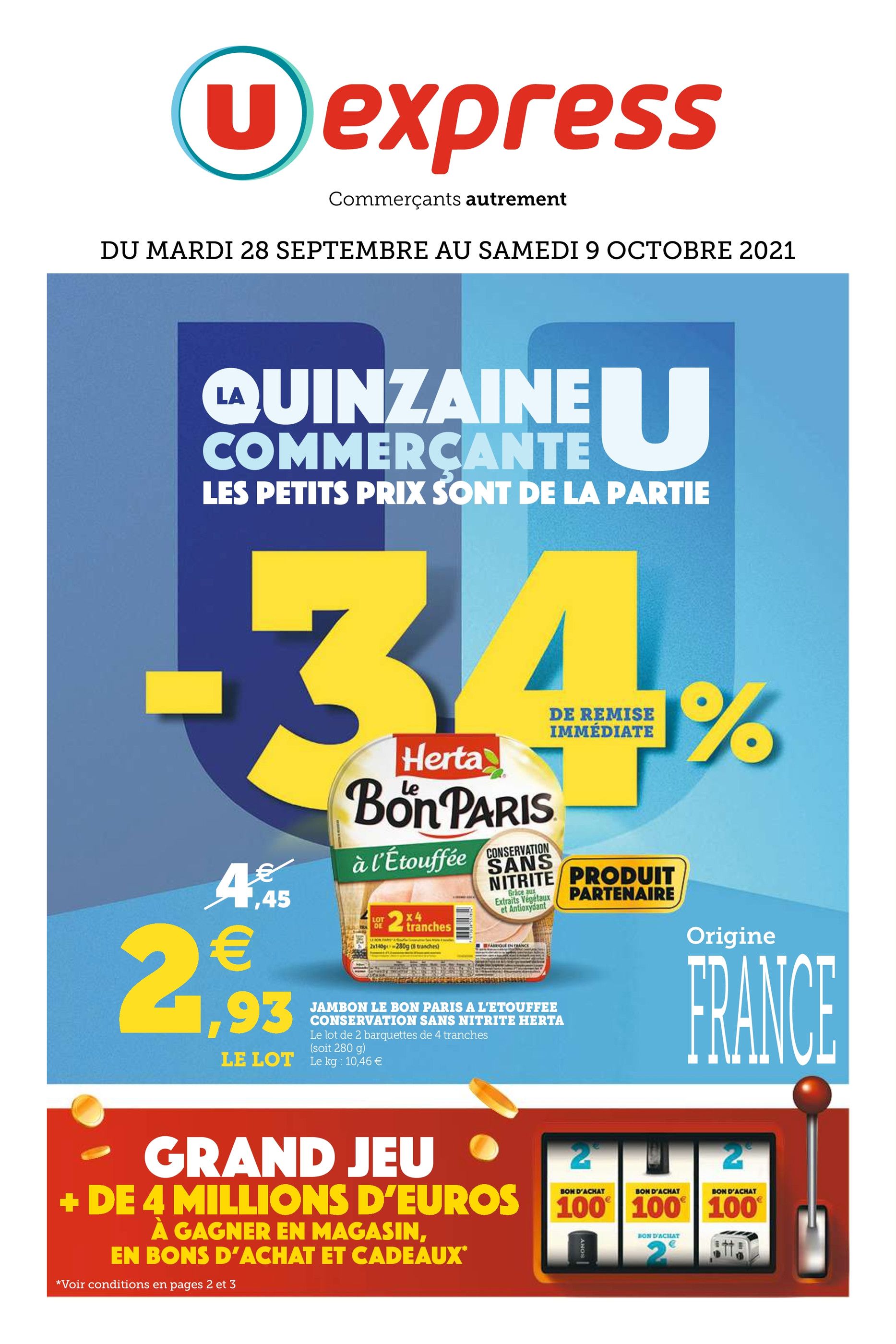 Catalogue U Express à Montreuil, avec 24 pages Prospectus U Express à Montreuil, "La quinzaine commerçante U", 24 pages, 28/09/2021 - 09/10/2021