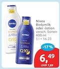 Bodymilk oder -lotion von Nivea für 6,49 € bei budni im Angebot Bodymilk oder -lotion von Nivea im aktuellen budni Prospekt