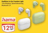 Kopfhörer In-Ear Freedom Light Angebote von hama bei GLOBUS Rodgau für 12,99 €