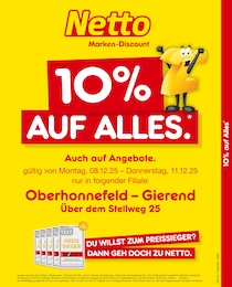 Netto Marken-Discount Prospekt "10% AUF ALLES", 2 Seiten, 08.12.2025 - 08.12.2025 Aktueller Netto Marken-Discount Prospekt, "10% AUF ALLES", mit Angeboten der Woche, gültig von 08.12.2025 bis 08.12.2025