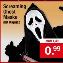 Screaming Ghost Maske mit Kapuze bei Zimmermann in Wiesbaden Screaming Ghost Maske mit Kapuze im Angebot bei Zimmermann Wiesbaden für 0,99 €