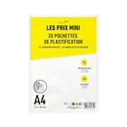 20 pochettes de plastification A4 (216 x 303 mm) - 80 microns - brillante - Les Prix Mini - Les Prix Mini en promo chez Bureau Vallée 20 pochettes de plastification A4 (216 x 303 mm) - 80 microns - brillante - Les Prix Mini - Les Prix Mini dans le catalogue Bureau Vallée