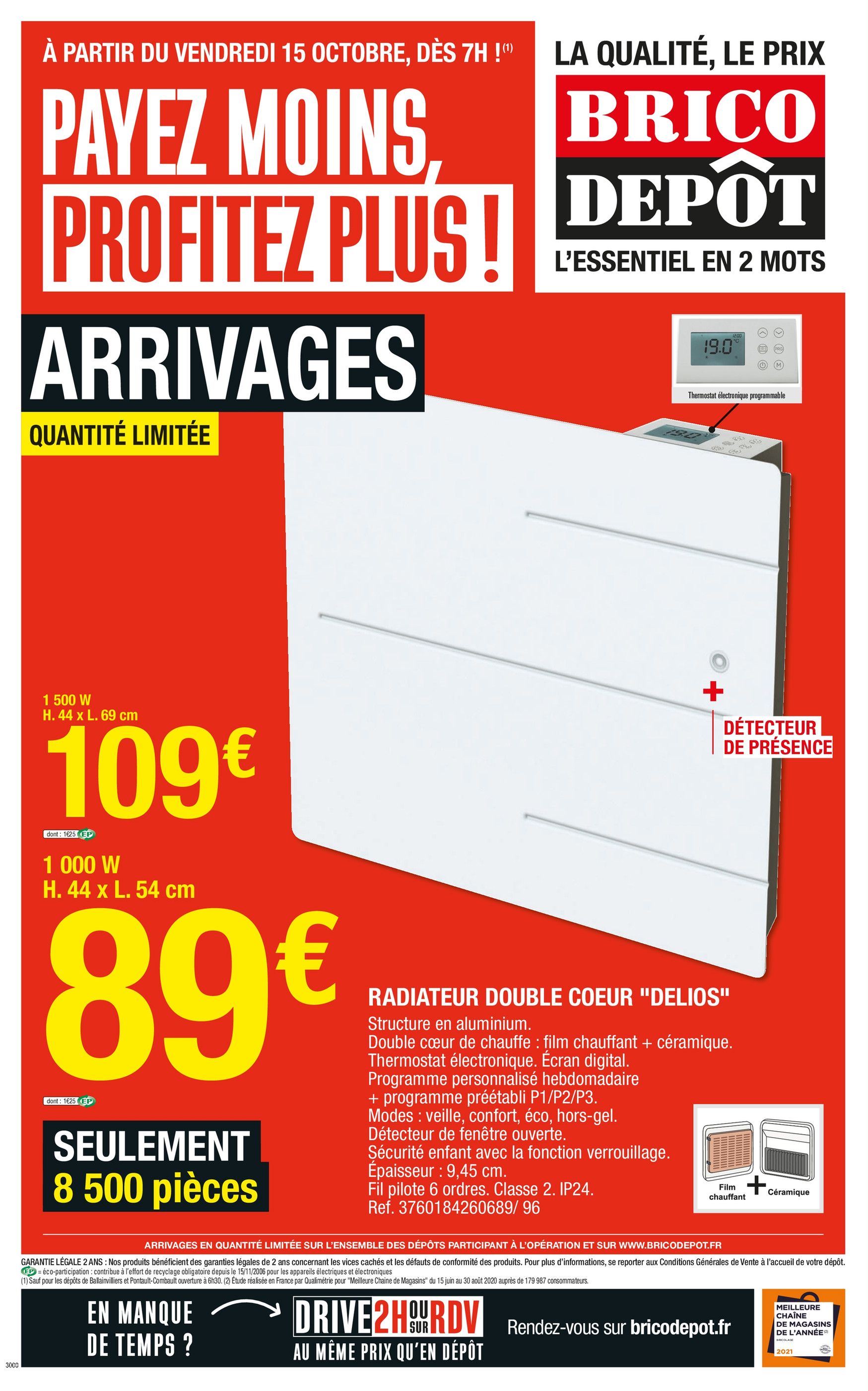 Catalogue Brico Dépôt à Ermont, avec 24 pages Prospectus Brico Dépôt à Ermont, "Payez moins, profitez plus !", 24 pages, 15/10/2021 - 28/10/2021