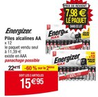 Piles alcalines AA - Energizer en promo chez Cora Drancy à 15,95 €