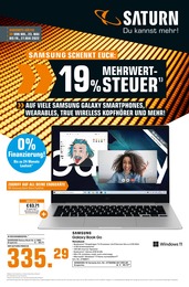 Saturn Prospekt für Regensburg mit 9 Seiten Saturn Prospekt für Regensburg: SAMSUNG SCHENKT EUCH: 19% MEHRWERTSTEUER, 9 Seiten, 22.05.2022 - 27.05.2022