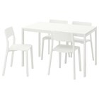 Tisch und 4 Stühle weiß/weiß von MELLTORP / JANINGE im aktuellen IKEA Prospekt für 259,95 €