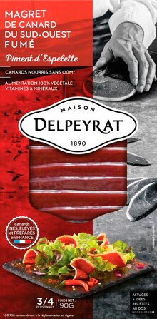 Magret de canard du Sud-Ouest fumé au piment d'Espelette tranché - Monoprix à Paris Magret de canard du Sud-Ouest fumé au piment d'Espelette tranché en promo chez Monoprix Paris à 3,98 €