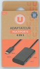 Adaptateur multiports 4 en 1 - U - Hyper U à Sotteville-lès-Rouen Adaptateur multiports 4 en 1 - U en promo chez Hyper U Sotteville-lès-Rouen à 23,99 €