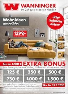 Möbel Wanninger Prospekt der Woche "Wohnideen zum verlieben!" Seite 1, 10.02.2026 bis 21.02.2026 für Straubing Aktueller Möbel Wanninger Prospekt "Wohnideen zum verlieben!" Seite 1 von 32 Seiten für Straubing