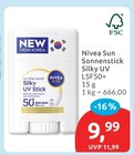 Sonnenstick Silky UV LSF50+ von Nivea Sun für 9,99 € bei budni im Angebot Sonnenstick Silky UV LSF50+ von Nivea Sun im aktuellen budni Prospekt
