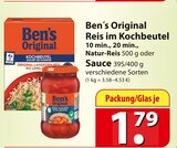 Ben ́s Original Reis im Kochbeutel 10 min., 20 min., Natur-Reis oder Sauce bei famila Nordost im Prospekt "" für 1,79 €