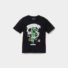 T-shirt manches courtes coton Minecraft noir garçon en promo chez La Halle T-shirt manches courtes coton Minecraft noir garçon dans le catalogue La Halle