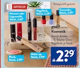 Mascara oder Lippenstift von p2 beauty im aktuellen ALDI SÜD Prospekt für 2,29 €