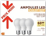 Lot de 3 ampoules led rondes 60w e27 - Hyper U à Livry-Gargan Lot de 3 ampoules led rondes 60w e27 en promo chez Hyper U Livry-Gargan à 5,99 €