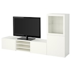 TV-Komb. mit Vitrinentüren weiß/Lappviken Klarglas weiß Angebote von BESTÅ bei IKEA Altdorf für 371,00 €