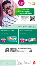 mea - meine apotheke Apotheken Prospekt der aktuellen Woche mit 4 Seiten, gültig von 01.06.2026 bis 30.06.2026, in Frickenhausen und Umgebung Aktueller mea - meine apotheke Apotheken Prospekt in Frickenhausen und Umgebung, "Unsere Juni-Angebote" mit 4 Seiten, 01.06.2026 - 30.06.2026