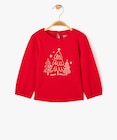 Tee-shirt manches longues motif pailleté spécial Noël bébé fille à 4,99 € dans le catalogue Gémo