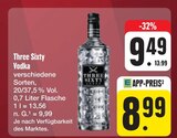 Vodka Angebote von Three Sixty bei E center Ansbach für 8,99 €