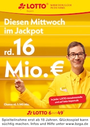 LOTTO Bayern Prospekt für München: "Aktueller Jackpot rund 16 Mio. €", 1 Seite, 16.09.2024 - 18.09.2024